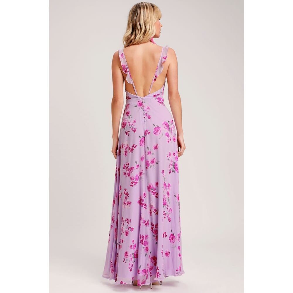 Lulus Meteoric Rise Lavender Floral Print Maxi Dress Small NWT - Picture 2 of 11